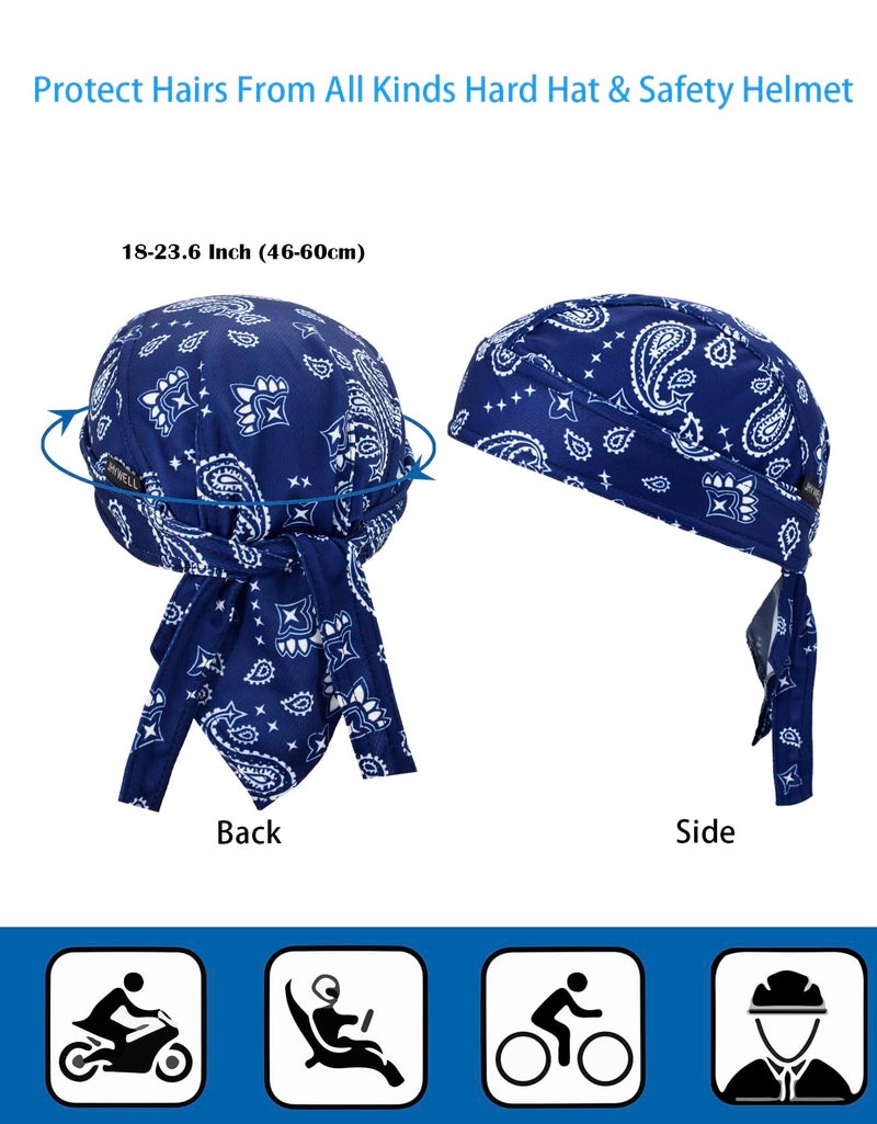 JHYWELL Sweat Wicking Do Rags Beanie Cooling Skull Caps Helmet Liner Paisley Doo Rag Hat Large Cooling Head Wrap Skull Headwrap for Men and Women (Paisley 6 Pack) - Image 5